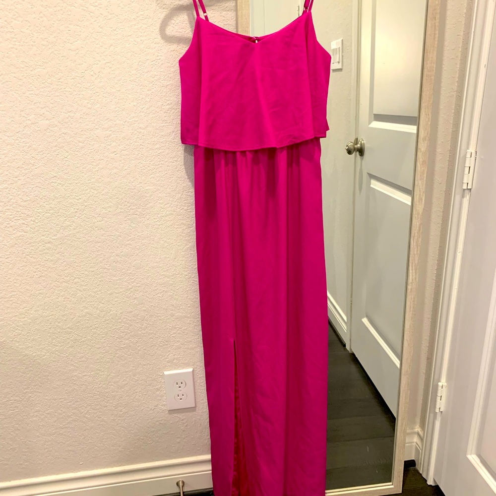 Gianni Bini, bright pink maxi dress. Like New!